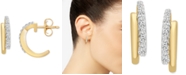 Wrapped Diamond Huggie Hoop Earrings (1/10 ct. t.w.) in 14k Gold, Created for Macy's
